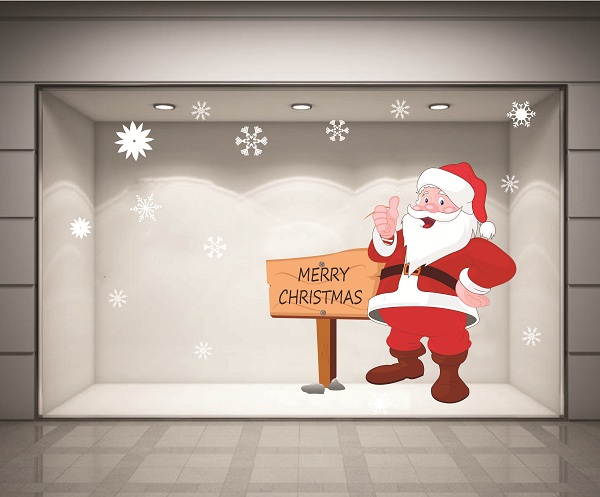 Decal dán tường Ông già Noel 3 (nền trắng đục)